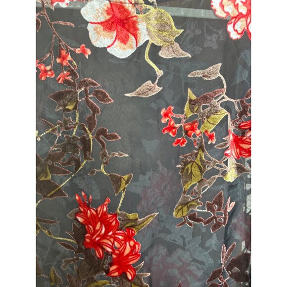 Dark Romantic Velvet Burnout Sheer Floral Sz M Top Lace Whimsigoth Sheer Fairy - Picture 12 of 14